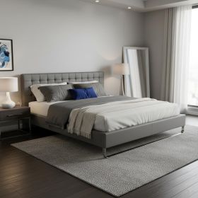 Modern Grey Leatherette Eastern King Bed