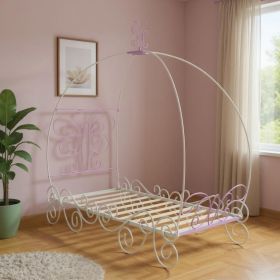 Purple and White Canopy Bed Frame