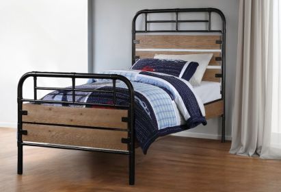 Steel Twin Brown and Black Bed