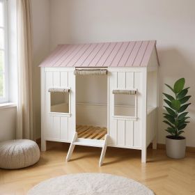 Full Pink and White Bed