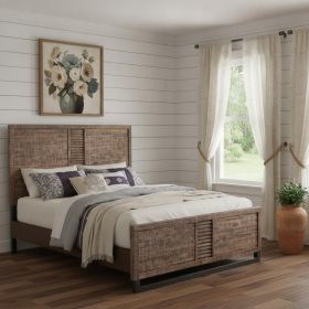 Solid Wood Queen Brown and Black Bed