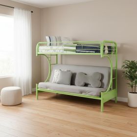 78" X 41" X 65" Twin Over Full Green Metal Tube Futon Bunk Bed