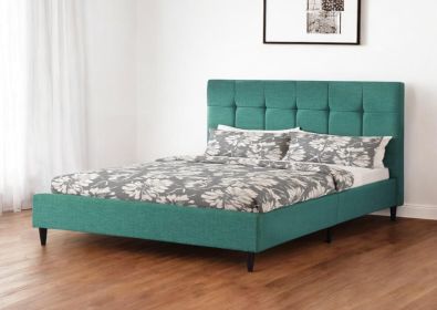 Solid Wood Queen Tufted Turquoise Upholstered Juteno Bed