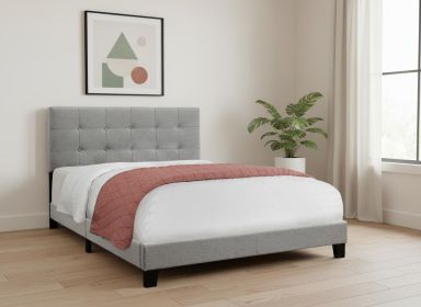 64.25" X 85.25" X 45" Grey Linen - Queen Size Bed