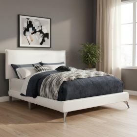 Solid Wood Queen White Linen Bed