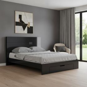 Solid Wood King Black Bed