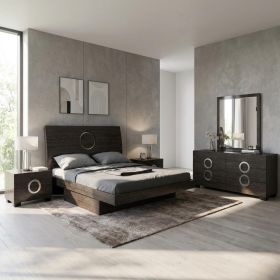 77" X 90"  X 40" 4Pc Eastern King Modern Gray High Gloss Bedroom Set