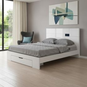 Solid Wood Queen White Bed