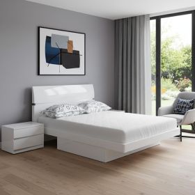 80'" X 60'"  X 42.5'" Modern Queen White High Gloss Bed