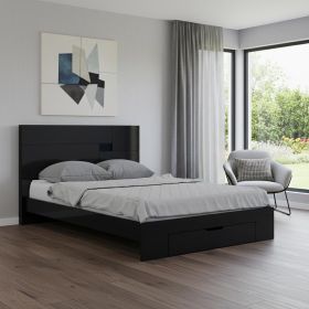 Solid Wood Queen Black Bed