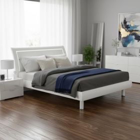 California King Tufted White Bed