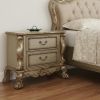 31" Gold Two Drawers Solid Wood Mirrored Nightstand