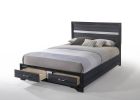Black And Gray Wood Queen With Two Drawers Bed Frame