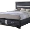 Black And Gray Wood Queen With Two Drawers Bed Frame