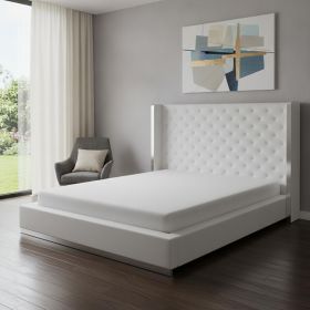 60 X 91 X 91 White Faux Leather Bed King