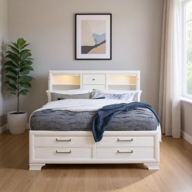 White Solid Wood Full Eight Drawers Bed