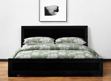 Black Wood Queen Platform Bed