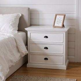 Classic White Large Three Drawer Nightstand