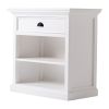 Classic White Large Nightstand With Shelves