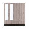 63" Brown And Black Wood Mirrored Two Drawer Dresser