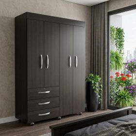 68" Wood Three Drawer Combo Dresser