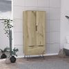 74" Oak Wood Two Door Single Drawer Combo Dresser