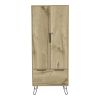 74" Oak Wood Two Door Single Drawer Combo Dresser