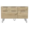 47" Brown And Black Wood Four Drawer Double Dresser