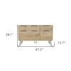 47" Brown And Black Wood Four Drawer Double Dresser