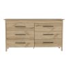 59" Natural And Black Wood Six Drawer Double Dresser