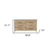 59" Natural And Black Wood Six Drawer Double Dresser