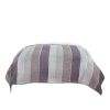 92" X 106" Cream Gray And Pale Purple Striped Cotton Quilt