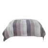 92" X 106" Cream Gray And Pale Purple Striped Cotton Quilt