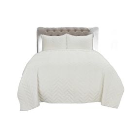 92" X 90" White Chevron Cotton Quilt