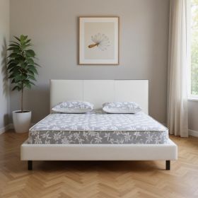 King White Upholstered Faux Leather Bed With USB