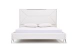 White Tufted Faux Leather Upholstered Queen Bed Frame