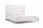 White Tufted Faux Leather Upholstered Queen Bed Frame
