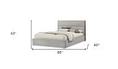 Brown and Gray Wood Upholstered Queen Bed Frame