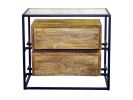 28" Natural Solid Wood and Glass Two Drawer Nightstand