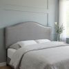 Gray Faux Leather Upholstered Camelback Full Headboard With Nail Head Trim