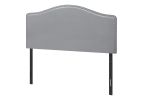 Gray Faux Leather Upholstered Camelback Full Headboard With Nail Head Trim