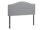 Gray Faux Leather Upholstered Camelback Full Headboard With Nail Head Trim