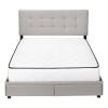 Gray Tufted Linen Upholstered Queen Bed Frame With Drawers
