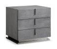 22" Gray Solid and Manufactured Wood Three Drawer Nightstand