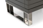 23" Silver And Gray Stainless Steel Solid and Manufactured Wood Two Drawer Nightstand