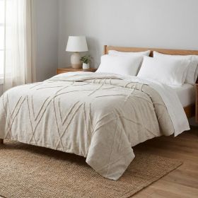 Ivory Woven Cotton Geometric Throw