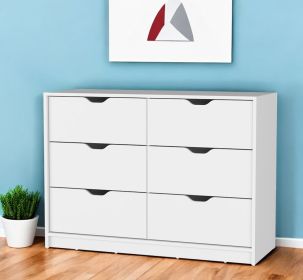 42" White Six Drawer Dresser