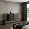 63" Gray Solid Wood Three Drawer Dresser