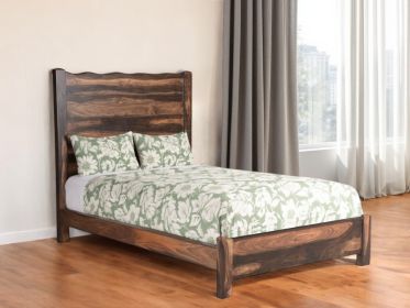 Live Edge Solid Wood Queen Dark Brown Bed