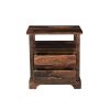 27" Dark Brown Solid Wood Two Drawer Nightstand